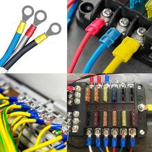 TEMINUO 220/110个环形端子绝缘O型压接连接器，M3 M4 M5 M6 M8 22-10 AWG 10种规格混合绝缘电缆连接器电线压接对接组合套装，适用于船舶、卡车、汽车音响配件，红蓝黑黄三色套装 - RV - 查看 10