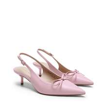 Women's Slingback Kitten Heel Pumps, Pointed Toe With Bow, 2.17" Low Heel – Comfortable Dress Shoes For All-Day Wear - 粉色 - 查看 7