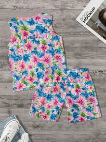 Men's Vacation Style Sleeveless Tank Top And Shorts Set - Multicolor - View 5