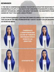 13x4 高清蓝色波浪假发，巴西蓝色透明蕾丝前假发，无需胶水，无痕，女士款，已预先修剪 - 彩色 - 查看 11