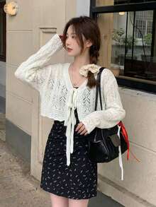 Y6Y- Spring New French Romantic White Hollow Out Lightweight Cover Up For Women - White - View 5