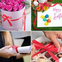 1 cuộn ruy băng satin đỏ dài 100 yard, rộng 1cm, dùng để gói quà, trang trí tiệc cưới, làm nơ DIY. - Nhiều màu - Xem 7