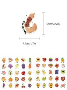 50pcs Fruit-Themed Stickers For Notebooks, Phone Cases, And Skateboards - Fruit-themed - View 2