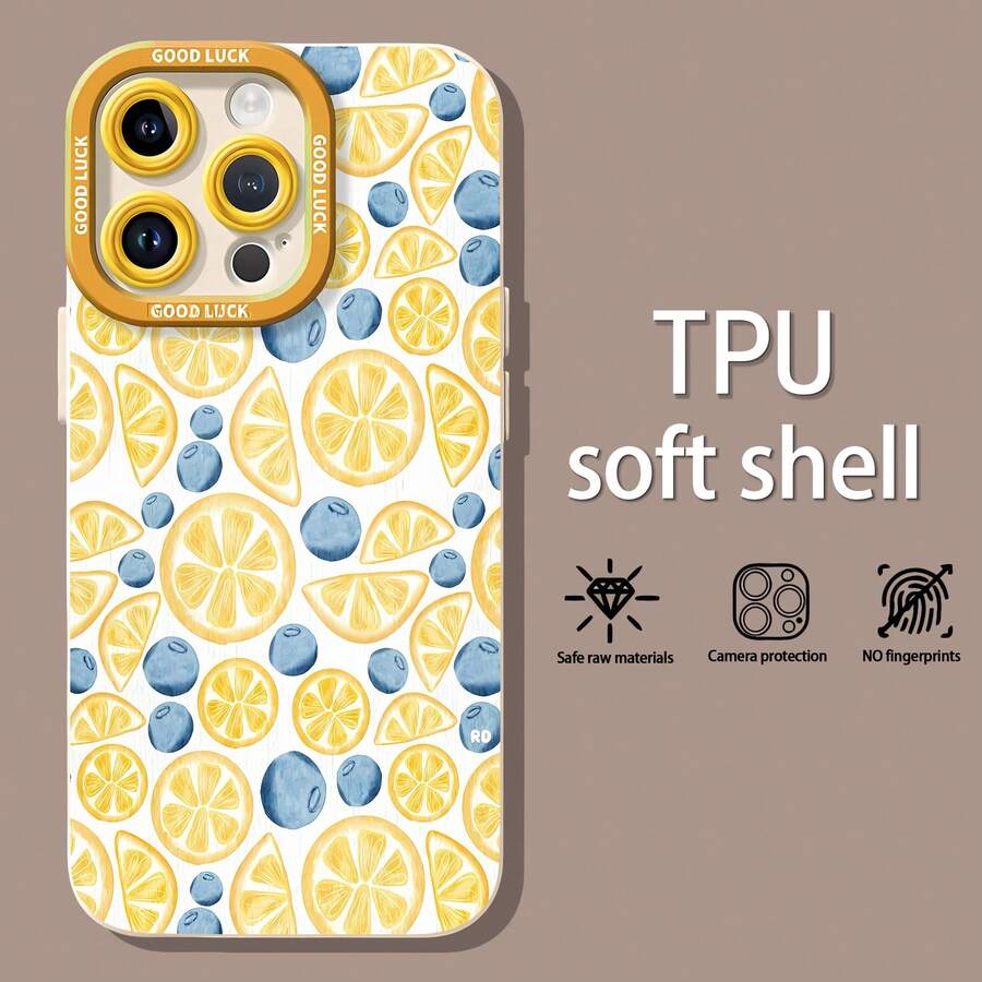 Limones arándanos fondo blanco estilo acuarela.funda de teléfono Fundas compatibles con ,Apple,VIVO,OPPO,,, y Honor.Fabricadas en silicona TPU,ofrecen protección contra golpes y caídas. - Blanco - Ver 1