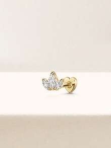 1 pieza Pendientes de plata de ley 925 para mujer, diseño de corazón con parte trasera plana, para trago, hélix y cartílago, chapado en oro de 18K para uso diario, bodas, fiestas y compromisos, joyería fina - Dorado - Ver 7