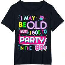 80s Design For Women Rave Outfit & 1980s Fancy Dress T-Shirt - Black - View 10