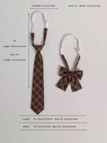 1 Set Classic School Uniform Plaid Tie & Bow Tie Combo - Multicolor - View 5