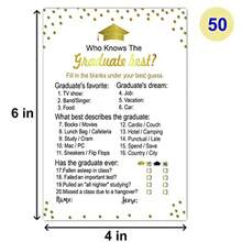 50 Pieces Graduation Party Game Cards Who Knows The Graduate Best Fun And Interactive Graduation Party Supplies For High School And College Graduation Ceremony Celebrations Perfect For Memory Sharing And Entertainment During Graduation Events - As Pic - View 2