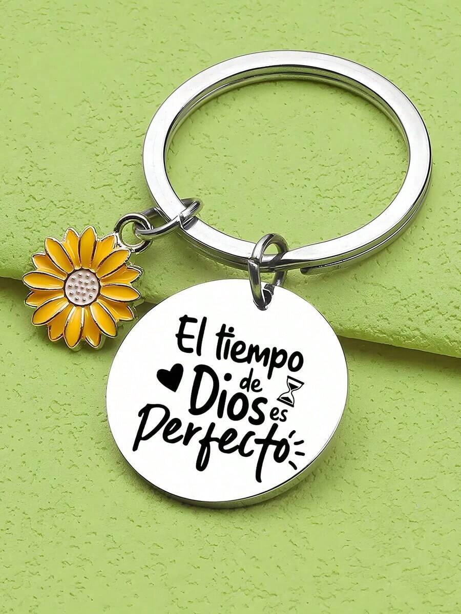 1pc Spanish Inspirational Quote Is Now Letter Chain, Engraved Motivational Coworkers, Teachers, Students Car Accessories Bag Charm School Cute Goth Y2k W9TQ - 銀色 - 查看 1