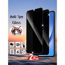 防震隐私钢化玻璃屏幕保护膜 2片装 适用于三星 Galaxy S23 S24 S25 FE/A17/A56/A36/A26/A16/A15/A25/A35/A55/A05s/A05/A14/A24/A34/A54/A04e/A04/A04s/A13/A23/A03/4G/5G 易于安装 高清透明 无气泡 手机屏幕保护膜 防水防刮 全覆盖 生日礼物 - 黑色 - 查看 25