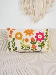 1pc Floral Embroidered Decorative Pillow Cover, Available In Multiple Sizes, Suitable For Various Rooms (Pillow Insert Not Included) - Multicolor 3351 - View 10