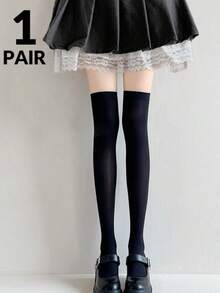 4双装女士超薄洛丽塔性感压缩丝袜 - 黑/白，学院风过膝长袜 - 彩色 - 查看 10