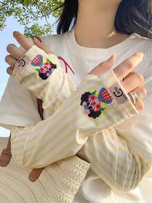 Cute Cartoon UV Protection Arm Sleeves, Loose Fit Summer Cycling Sun Block Arm Warmers, Fashionable Outdoor Sun Shielding Arm Covers For Women - Sun Protection Sleeves - View 8