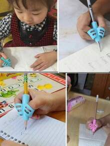 4/20/1pc Silicone Soft Pencil Grip Corrector, Writing Posture Correction Tool, Pencil Holder Pen Stand Pen Case Posture Training Auxiliary Tool, (Random Color), Back To School Season. Gel Pens, Books - Multicolor - View 6