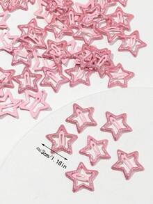 20个粉色星星时尚基础款发夹，女士发爪，发卡，发夹，发卡，发饰 - 粉色 - 查看 2