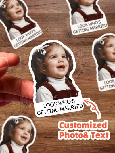 1-48pcs Custom Face Stickers, Personalized Photo Stickers, Custom Text Labels, Wedding Theme Stickers, Waterproof Stickers, PVC Stickers, Commemorative Gifts, Perfect For Weddings, Home, Office, Party Decor, Personalized, Unique, Colorful Labels, Ideal Gift For Her, Him, Friends, Family, Couples, Married Couples, Great For Parties, Birthdays, Wedding Celebrations