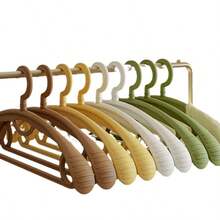 10/5/1pcs Plastic Clothes Hangers - Thickened & Widened Shoulder Design, 360° Rotating Hook, Non-Slip Polished Surface. Suitable For Adult Clothing. - Beige - View 7