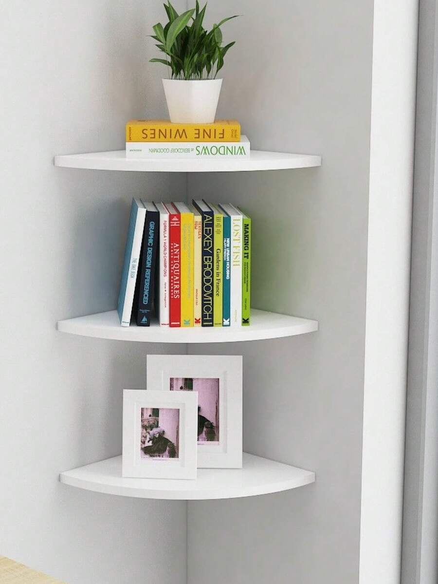 18厘米/24厘米，2件/3件/4件装转角壁挂式置物架，木质悬浮式转角置物架，转角壁挂式置物架，壁挂式收纳展示架，适用于放置电视配件、显示器、音箱、机顶盒、游戏机、卧室书架