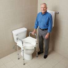 SanBouSi Toilet Safety Rails, Toilet Arms For Elderly, Adjustable Height Toilet Rails - Grey and White - View 2