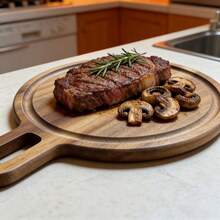 High-Quality Rosewood Serving Tray, Wooden Cheese Board, Minimalist Breakfast Serving Platter, Fruit & Snack Plate, Home Steak Tray For Snacks, Desserts, Pizza, Steak - Portable Design - Brown - View 4