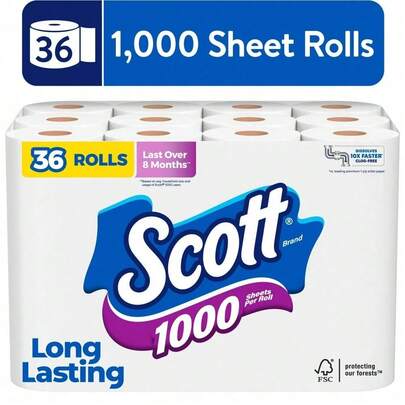1000 Sheets Toilet Paper 1 Roll Long Lasting 1 Ply Strong Absorbent Septic  Bathroom Tissue Household Bath Tissue For Home And Office
