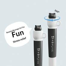 Mule Cat Ballpoint Pen With Silicone Protective Sleeve, Funny Stress Relief Rotating Refill, 0.5mm Quick-Drying Black Ink Pen For Study - Round - View 9