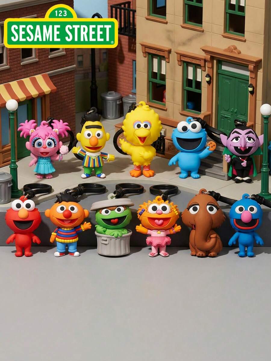 Monogram Sesame Street 1个芝麻街官方授权3D迷你人偶钥匙扣/包夹/背包挂件，随机一款，包含艾比、卡达比、伯特、大鸟、甜饼怪、冯伯爵、艾尔莫、厄尼、奥斯卡、佐伊、史纳菲、格罗弗等角色，惊喜生日派对礼物，送给朋友、粉丝、收藏家。 - 彩色 - 查看 1