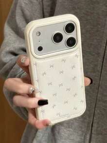 1pc Autumn/Winter Minimalist Chic Bow Flower Phone Case Compatible With Apple 17/17 Air/17 Pro/17 Pro Max, 16/16 Plus/16 Pro/16 Pro Max, 15/15 Plus/15 Pro/15 Pro Max, 14/14 Plus/14 Pro/14 Pro Max, 13/13 Pro/13 Pro Max, 12/12 Pro/12 Pro Max, 11/11 Pro Max, Stylish Shockproof Full Coverage Protective Cover - Multicolor - View 2