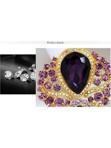 1pc Luxury Crystal Brooch Pin, Multi-Style Fashionable Sparkling Premium Brooch Pin Accessory For Women, Suitable For Party, Wedding - Black - View 4