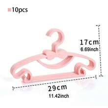 10pcs Pink Clothes Hangers, Portable Plastic Coat Hangers Organizer - Pink - View 6