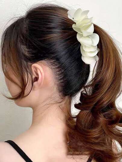 1pc Flower Banana Hair Clip Ponytail Holder Decorative Hair Accessory For Women Girls Updo And Thick, Hair Claws, Hair Slide, Hair Barrettes, Hairpin