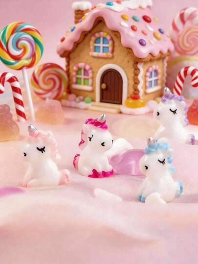 10pcs Cute Mini Resin Unicorn Micro Landscape Decorations, Tiny Unicorn Figurines Suitable For DIY Fairy Garden, Glass Container, Potted Plant Decor, Micro Landscape Crafts, Gardening Decor, Car Interior, Party Favors, Great For Birthday Gifts (Random Colors)
