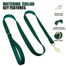 Elegant Leather & Nylon Adjustable Dog Collar And Leash Set, High Quality For Medium To Large Dogs - Multicolor - View 4