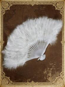 1pc Heart-Shaped Folding Fan, Romantic Bridal Accessory, Feather-Like Foldable Heart-Shaped Inlaid Design Folding Fan, Single Piece Suitable For Parties, Weddings, Birthdays, Bachelorette Parties And Other Celebration Occasions - Multicolor - View 5