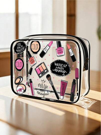 Túi đựng đồ trang điểm, Túi đựng đồ trang điểm và chăm sóc da trong suốt dành cho nữ có khóa kéo - Hộp đựng mỹ phẩm trong suốt, Túi đựng đồ vệ sinh cá nhân khi đi du lịch, Túi đựng đồ dùng cá nhân, Túi tắm, Túi chống thấm nước, Dung tích lớn, Túi đựng đồ dùng cần thiết khi đi du lịch, Đồ dùng cần thiết khi đi du thuyền, Đồ dùng cần thiết khi đi nghỉ mát, Đồ dùng du lịch