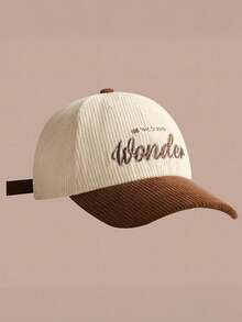 1 pieza Gorra de béisbol de moda ajustable con bordado de letra de pana, protección solar, sombreado, regalo para jóvenes - pana maravilla - Ver 8