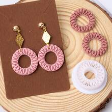 1pc Round Floral Pattern Soft Clay Earring Mold, Niche Geometric Earring Pendant Cutter DIY Handcraft Tool - White - View 7