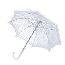 White Lace Parasol Umbrella Decorative Umbrella For Tea Party Wedding Party Photo Props - White - View 4