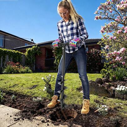 RibasuBB Manual Hole Digger With Spiral Blade, 24" Long, Lightweight, Durable T-Handle For Gardening, Ice Fishing & Planting, Black