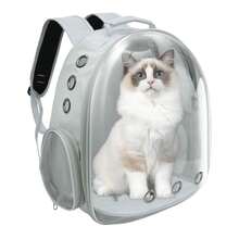 Sac à dos transparent moderne pour animaux de compagnie avec fermeture éclair - Structure robuste, doublure ventilée et rembourrée - Transporteur de voyage portable convenant aux chats, petits chiens, avions, trains - Multicolore - Voir 14