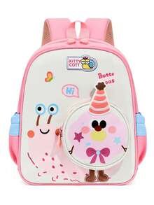 New Cartoon Snail Small Backpack Cute Lightweight Shoulder Bag For Boys And Girls To Go Out - Baby Pink - View 5