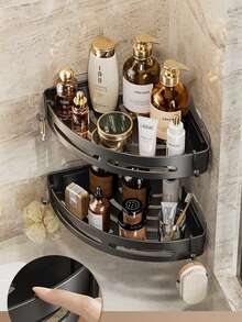 1/2/3 件套浴室置物架，浴室收纳架，室内淋浴架，转角收纳架，淋浴墙面洗发水架，节省空间的三角形转角置物架，浴室三角形置物架，免钻孔壁挂式淋浴收纳架，淋浴篮，大容量，厨房浴室收纳盒，悬浮式浴室厨房置物架，节省空间，易于安装 - 黑色 - 查看 6