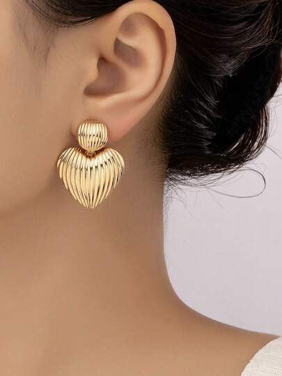 Textured Heart Drop Earrings Valentines