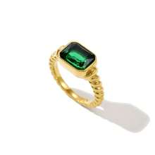 1 pieza Anillo unisex minimalista de joyería de moda, geométrico cuadrado con circonita cúbica de acero inoxidable - Anillo de un solo bucle - Ver 8