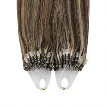 Straight Micro Loop Real Human Hair Extensions Microlink Micro Ring Link Hair For Women 30g/Pack 30 Strands Micro Beads Hair Extensions Silk Straight Human Hair Extensions - S4/27 - 查看 2