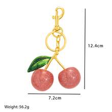 Luxury Purple & Green Crystal Cherry Couple Keychain, Bag Charm, Car Pendant, Exquisite Gift For Valentine's Day, Mother's Day, Girlfriend - Multicolor - View 3