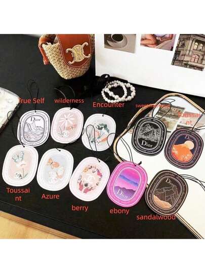 M.Dior 2 Pieces [Random Styles] Hanging Car Air Freshener Cards, Long-Lasting And Effective Car Perfume Cards, Rearview Mirror Decorative Cards With Deodorizing Function, Suitable For Car Interiors, Wardrobes, Closets, Bathrooms And Households, Multi-Functional Daily Use Freshener And Deodorizer