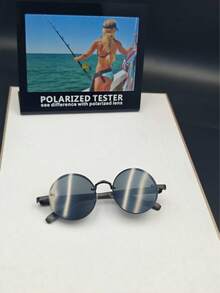 1 Pair Men's Metal Round Faux Wood Grain Temple Fashion Glasses - Black - View 3