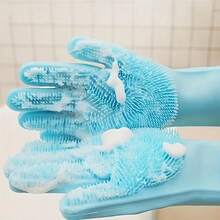 1 Pair Pet Grooming Gloves - Cat Dog Bathing Gloves - Silicone Material, - Pet Bathing And Massage - Multicolor - View 6