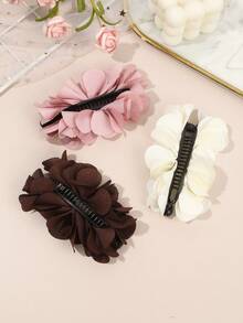 1pc Floral Banana Hair Clip, Suitable For Ponytail, Thick Hair, Hair Accessory For Women & Girls,Travel,Birthday - Multicolor - View 2